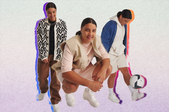 Australian soccer player and Matildas captain Sam Kerr says comfort is key when getting dressed.