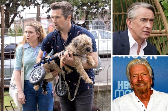 Clockwise from main: Harriet Dyer and Patrick Brammall in Colin From Accounts, Steve Coogan in Chivalry and Richard Branson.