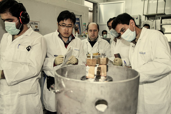 Weapons inspectors from the International Atomic Energy Agency at Iran’s Natanz facility, ahead of an agreement to reduce uranium enrichment, in 2014. 