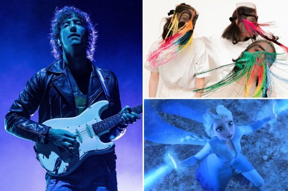 Clockwise from main: Albert Hammond jnr of The Strokes; Haiku Hands; Disney on Ice features characters from the animated hit Frozen.