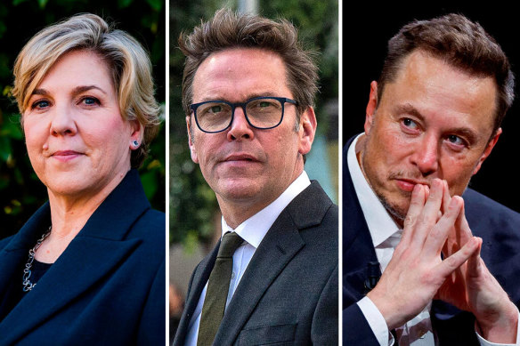 Robyn Denholm, James Murdoch and Elon Musk.