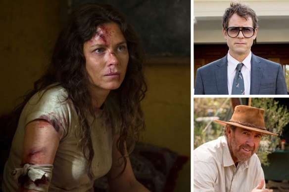 Clockwise, from left: Anna Friel in American Odyssey, Greg Kinnear in Rake and Glenn Robbins as Russell Coight.