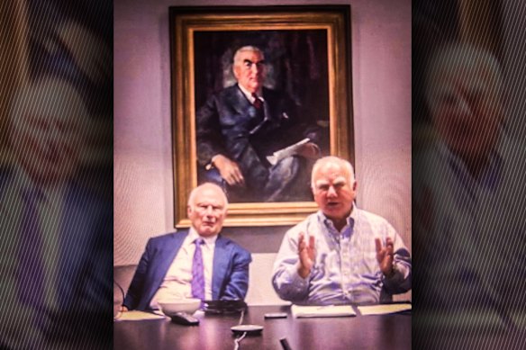 Richard Alston (left) and Alan Stockdale in the online meeting.