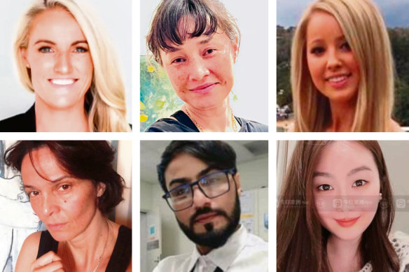 The six people killed in the Westfield Bondi Junction stabbing attack: (clockwise from top left) Ashlee Good, Jade Young, Dawn Singleton, Yixuan Cheng, Faraz Tahir and Pikria Darchia.