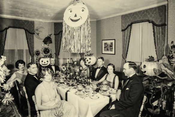 A Halloween dinner party in southern California in 1928.