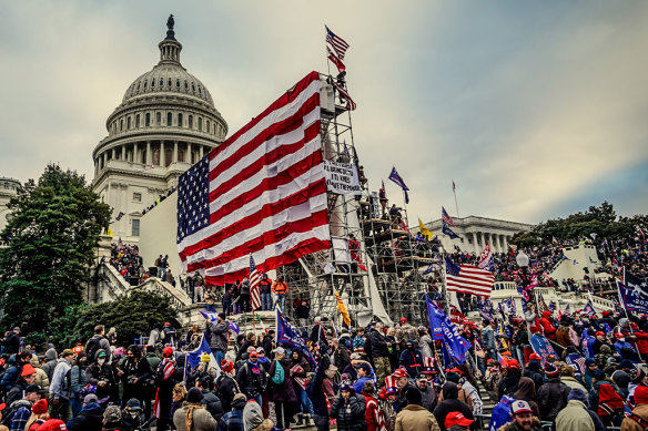 Crowds swarm the Capitol on January 6, 2021. 