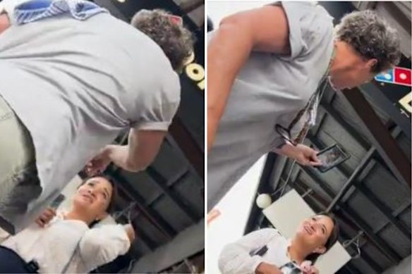 Footage captured the exchange between Daily Telegraph reporter Danielle Gusmaroli and an employee at Cairo Takeaway. 