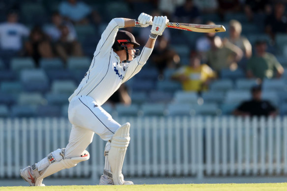 Connolly bats during day one of the Sheffield Shield final. 