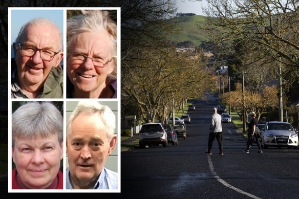 Poisoning victims Don and Gail Patterson (top) and Heather and Ian Wilkinson (bottom) attended the lunch in Leongatha.