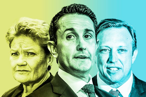 David Crisafulli’s LNP has suffered a hit to its primary numbers, but he remains favoured as premier, compared with Labor’s Steven Miles and One Nation’s Pauline Hanson.