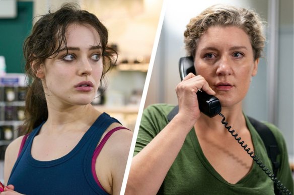 Katherine Langford as Miki and Virginia Gay as detective Rachel Kennedy in Savage River, a crime thriller set in a town shrouded by a dark and violent past.