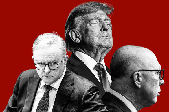 The contest between Anthony Albanese and Peter Dutton will take place in the shadow of Donald Trump.