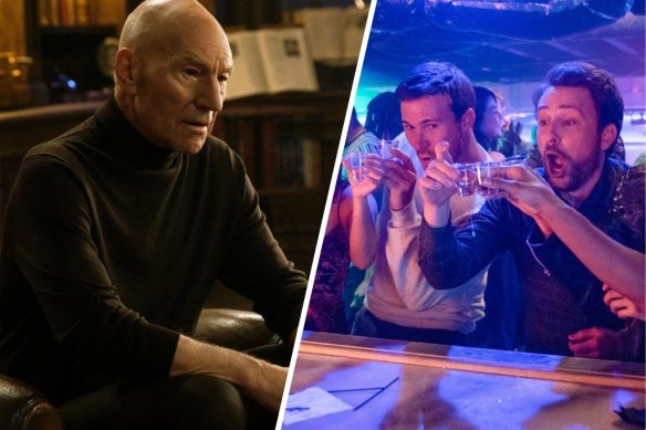 Patrick Stewart in Picard and, right, Scott Eastwood and Charlie Day in I Want You Back.