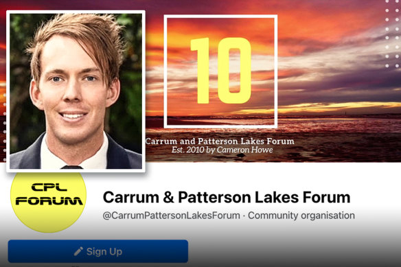 Cameron Howe (inset) founded the Carrum and Patterson Lakes Forum in 2010 when he was 16.