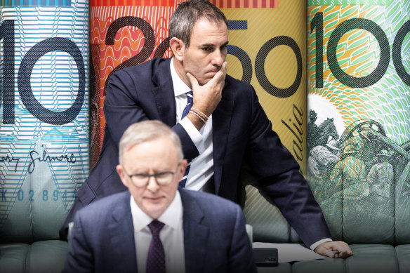 Treasurer Jim Chalmers, top, with Prime Minister Anthony Albanese, want to put the worker, not the boss, at the heart of the employment narrative.