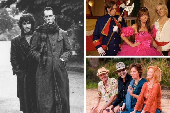 Richard E. Grant in (from left) Withnail and I, Kath and Kinderella and Palm Beach.