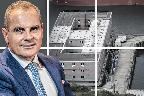 Former CTM chief executive Jamie Pherous and the British barge Bibby Stockholm, which was part of the asylum seeker contract which may be the source of its overcharging.