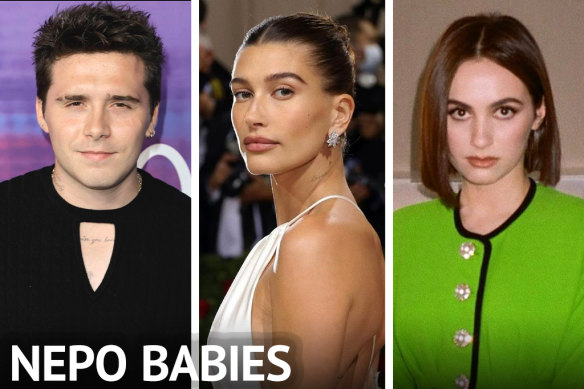 “Nepo babies” Brooklyn Beckham, Hailey Bieber and Maude Apatow.