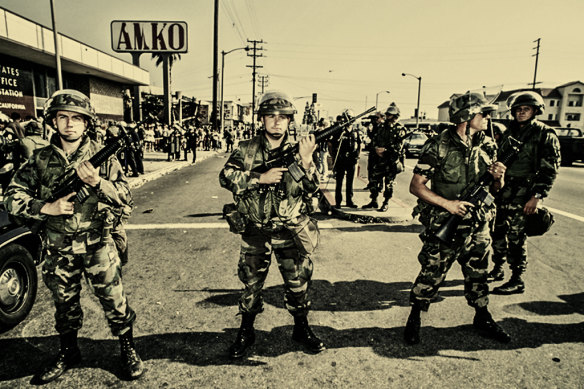 National Guard soldiers in Los Angeles after the 1992 riots.