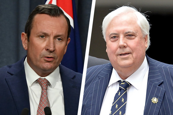 Clive Palmer (right) will face Mark McGowan in a defamation action starting in Sydney on Monday.