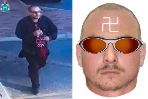 Police are searching for a man who hurled racist abuse at a mother and her daughter in Gosnells on Saturday, February 20. He had a swastika painted back-to-front on his forehead.