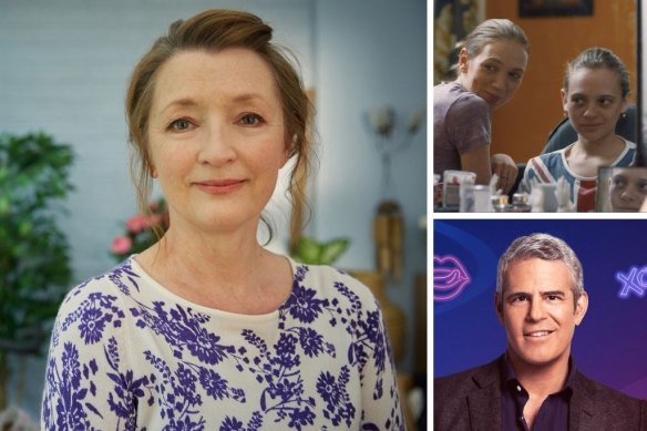 Clockwise from main: Lesley Manville in Mum, Shira Haas in Asia and Andy Cohen.