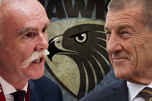 Former Australian Super boss Ian Silk and Hawks president Jeff Kennett.