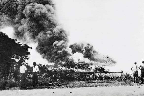 The bombing of Darwin in 1942.