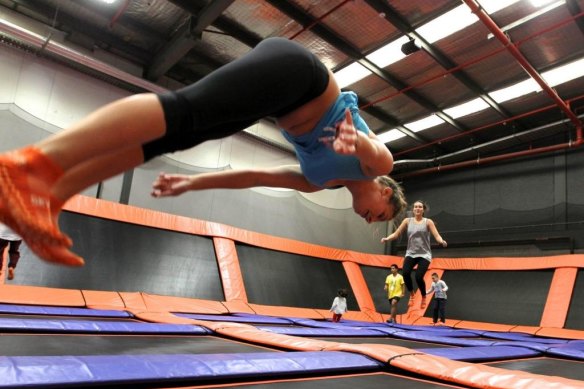 People enjoying Sky Zone in Alexandria. It has been closed during Sydney’s COVID-19 lockdown and will not reopen. 