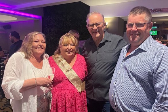 Tracey Rowley, Sherie Dewstow, Anthony Albanese and Craig Miller at Dewstow’s party in March.