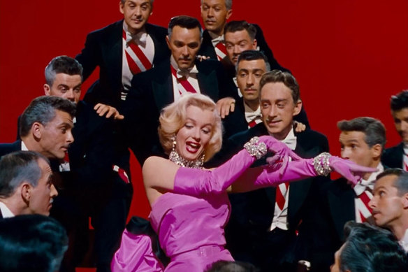 Marilyn Monroe singing Diamonds are a Girl’s Best Friend in the movie version of Gentlemen Prefer Blondes.