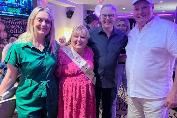 Jodie Haydon, Sherie Dewstow, Anthony Albanese and Scott Dewstow at Sherie’s 60th birthday party at the Camperdown Hotel on  March 23. 