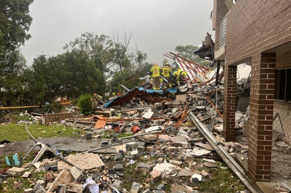 A shot of the remains of the Whalan house explosion.