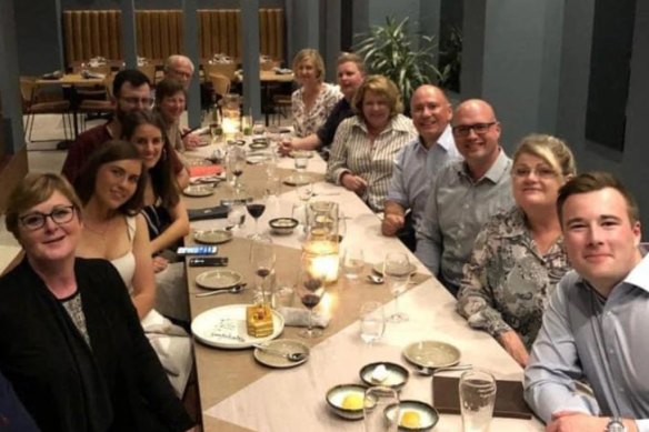 Linda Reynolds and Brittany Higgins at the dinner in Perth on May 15, 2019.