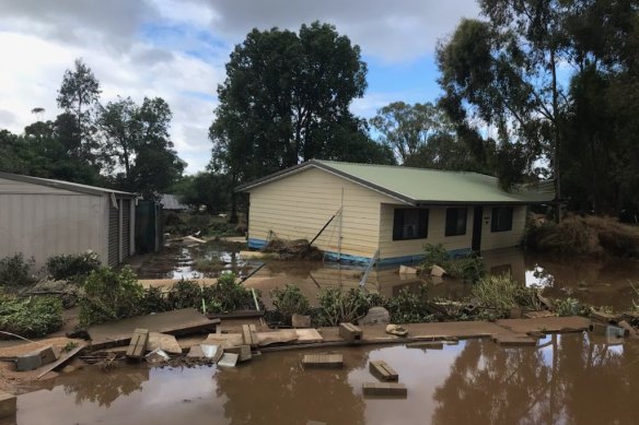 The Noble family home which was ripped its concrete foundations in Eugowra. 