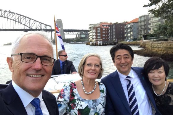 Malcolm and Lucy Turnbull with Shinzo and Akie Abe in January 2017.