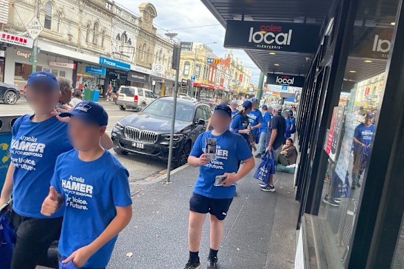 Brethren members join the Liberal campaign in Kooyong.
