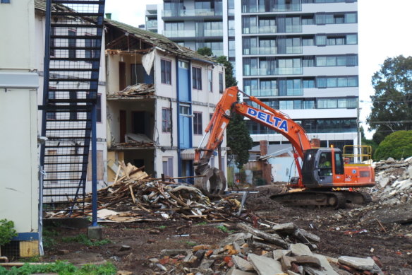 The Gronn Place housing estate in Brunswick West under demolition last month.