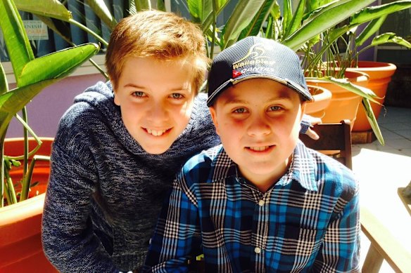 Max (right) with their old brother Dan a little after his diagnosis. 