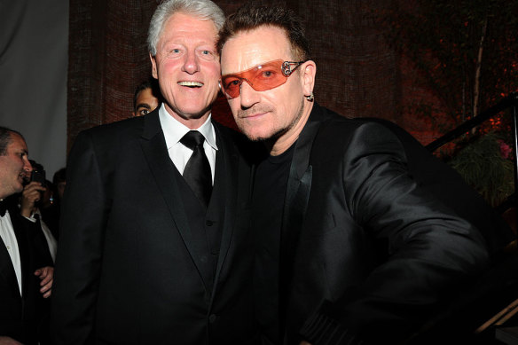 Bono with former US president Bill Clinton in 2010.