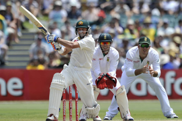 Mike Hussey facing South Africa in 2012.