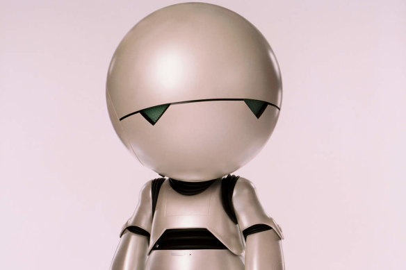 Marvin the paranoid android from the 2005 movie The Hitchhiker’s Guide to the Galaxy.