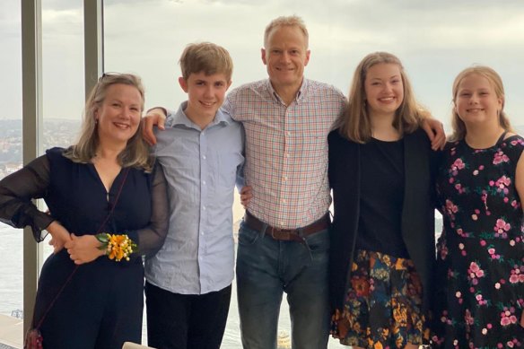 Scolyer with his wife Katie and family.