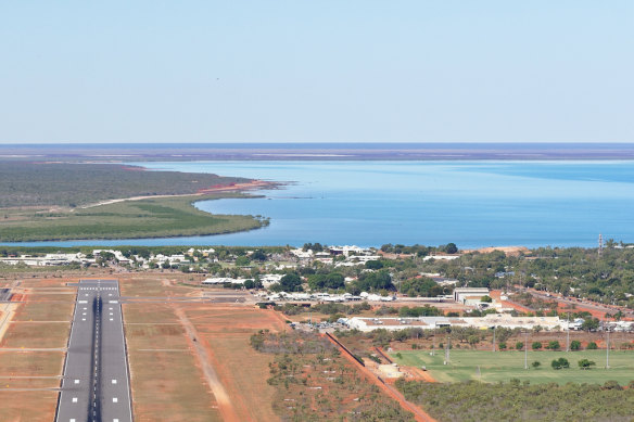 Broome, Western Australia, with the airport in the foreground.