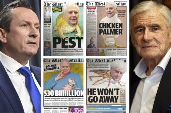 Mutual admiration: West Australian Premier Mark McGowan and Stokes. Stokes-owned newspaper The West Australian was a fierce critic of Clive Palmer.