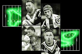 Andrew Johns grand final graphic: Kalyn Ponga, James Tedesco, Francis Manuleleua and Reece Robson.