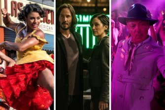 From left: West Side Story, The Matrix Resurrections and Swan Song are some of the Boxing Day movie attractions this year.