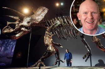 Triceratops: Fate of the Dinosaurs at the Melbourne Museum and, inset, author Chris Flynn.