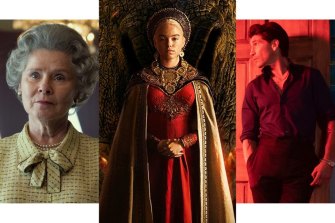 TV shows to look forward to in the second half of 2022 include (from left) The Crown, House of the Dragon and American Gigolo.