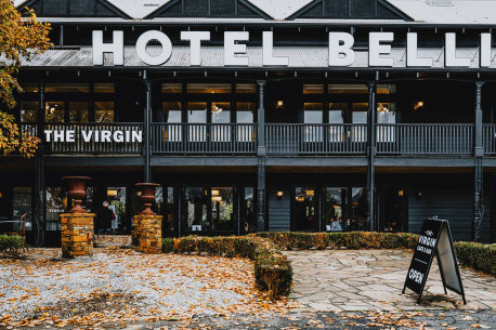 The bold fascade of Hotel Bellinzona, Hepburn Springs, Victoria.